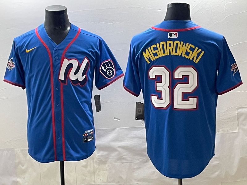 Men 2025 Milwaukee Brewers #32 Misiorowski Blue All star Nike MLB Jersey style 01->milwaukee brewers->MLB Jersey